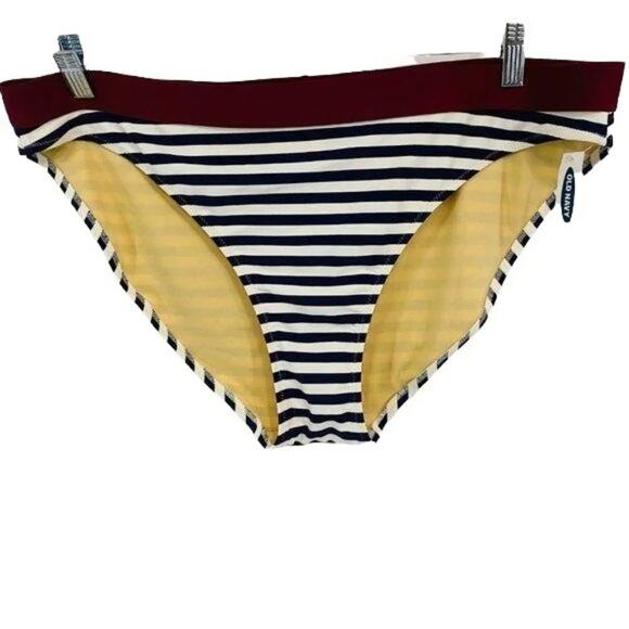 Old Navy Bralette Swim Bikini Navy Burgundy Stripe Womens XXL - Picture 8 of 12